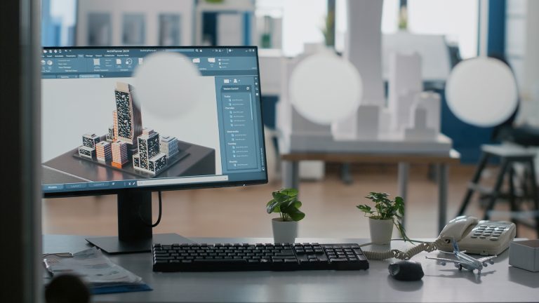 3D Architectural Visualisation Services, building rendered in software on computer